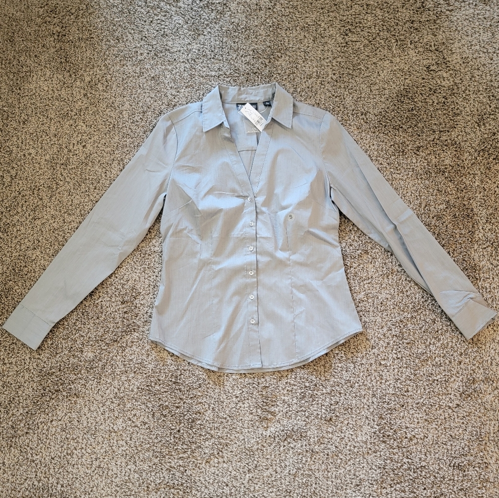 NY&C 7th Avenue Women's Dress Shirt Silver size S